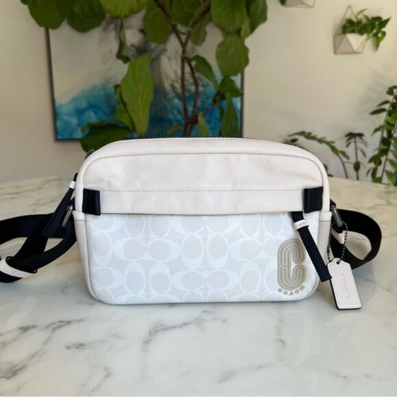 Coach Other - COACH Edge Crossbody In Signature Canvas & Leather 2338 Chalk White Black Bag